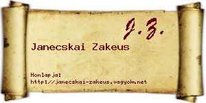 Janecskai Zakeus névjegykártya